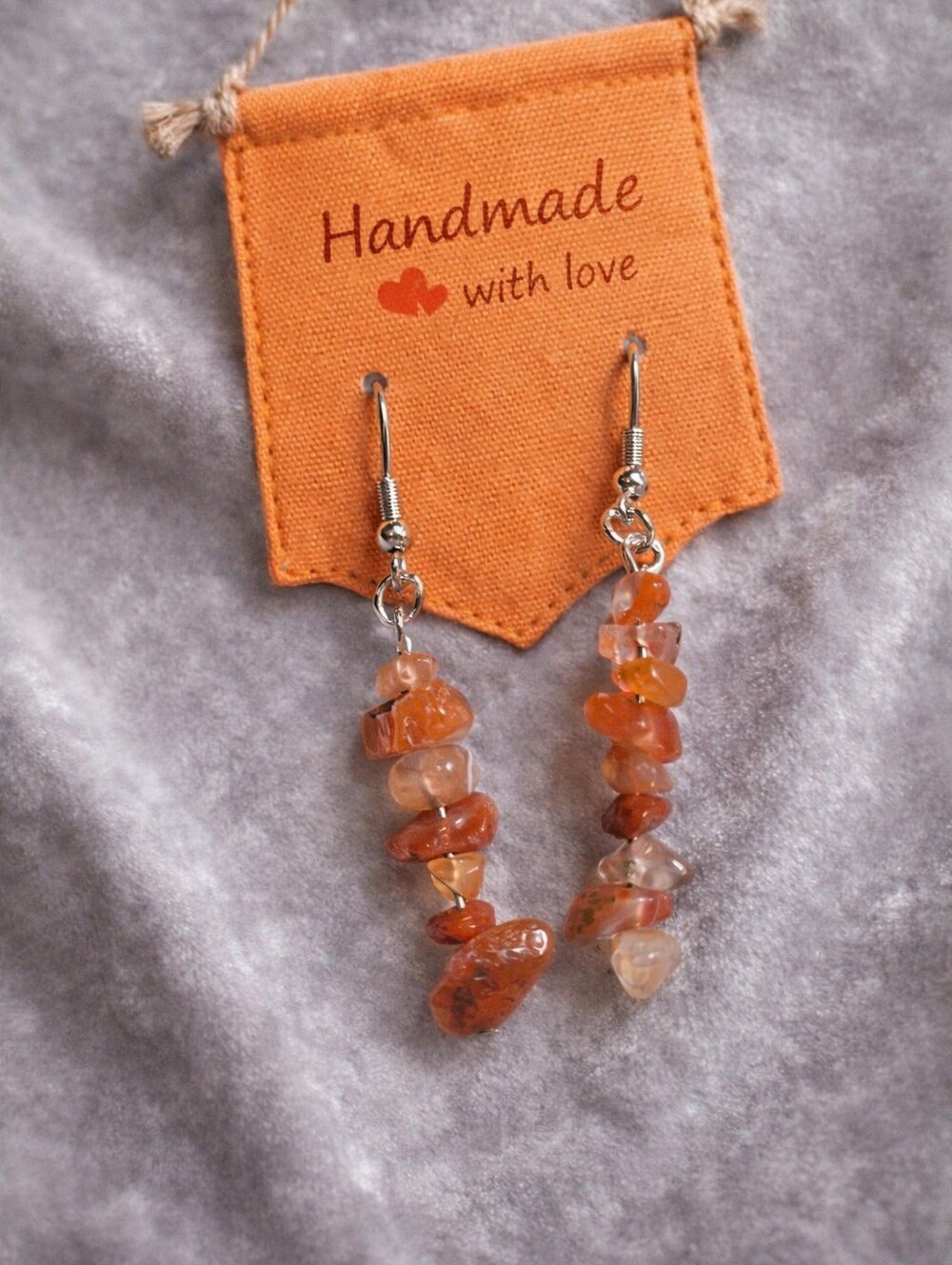 Handmade Carnelian Dangle Earrings – Natural Crystals 361